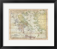 Vintage Greece Empire Map Framed Print