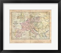 Vintage Napoleon Empire Map Framed Print