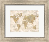 Rustic World Map Cream No Words Fine Art Print