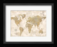 Rustic World Map Cream No Words Fine Art Print