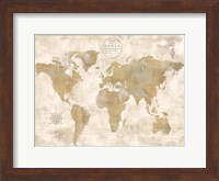 Rustic World Map Cream No Words Fine Art Print