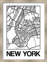 White Map of New York Fine Art Print