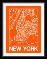 Orange Map of New York Fine Art Print