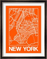 Orange Map of New York Fine Art Print