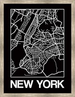 Black Map of New York Fine Art Print