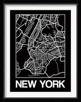 Black Map of New York Fine Art Print