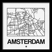 White Map of Amsterdam Fine Art Print
