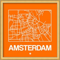 Orange Map of Amsterdam Fine Art Print