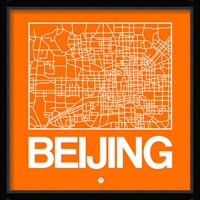 Orange Map of Beijing Fine Art Print