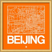 Orange Map of Beijing Fine Art Print