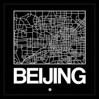 Black Map of Beijing Fine Art Print