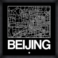 Black Map of Beijing Fine Art Print