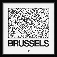 White Map of Brussels Fine Art Print