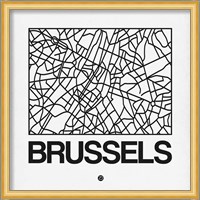 White Map of Brussels Fine Art Print