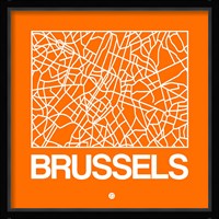 Orange Map of Brussels Fine Art Print