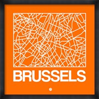 Orange Map of Brussels Fine Art Print