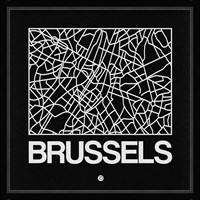 Black Map of Brussels Fine Art Print