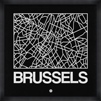 Black Map of Brussels Fine Art Print