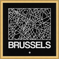 Black Map of Brussels Fine Art Print