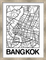 White Map of Bangkok Fine Art Print