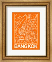 Orange Map of Bangkok Fine Art Print