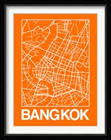 Orange Map of Bangkok Fine Art Print