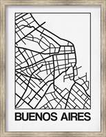 White Map of Buenos Aires Fine Art Print