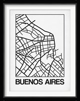 White Map of Buenos Aires Fine Art Print