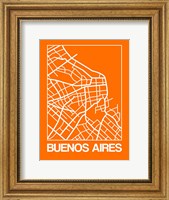 Orange Map of Buenos Aires Fine Art Print