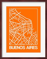 Orange Map of Buenos Aires Fine Art Print