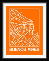 Orange Map of Buenos Aires Fine Art Print