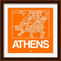 Orange Map of Athens Fine Art Print