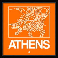 Orange Map of Athens Fine Art Print