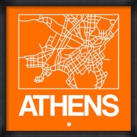 Orange Map of Athens Fine Art Print