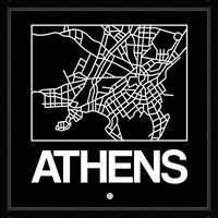 Black Map of Athens Fine Art Print