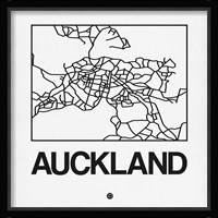 White Map of Auckland Fine Art Print
