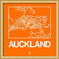 Orange Map of Auckland Fine Art Print