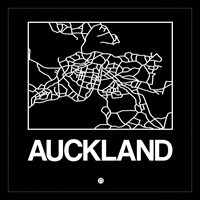 Black Map of Auckland Fine Art Print
