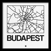 White Map of Budapest Fine Art Print