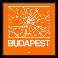 Orange Map of Budapest Fine Art Print