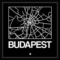 Black Map of Budapest Fine Art Print