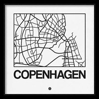 White Map of Copenhagen Fine Art Print