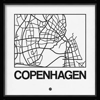 White Map of Copenhagen Fine Art Print