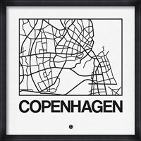 White Map of Copenhagen Fine Art Print