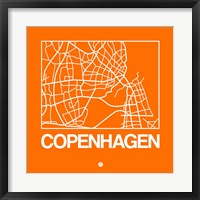 Orange Map of Copenhagen Fine Art Print