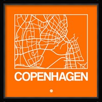 Orange Map of Copenhagen Fine Art Print