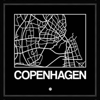 Black Map of Copenhagen Fine Art Print