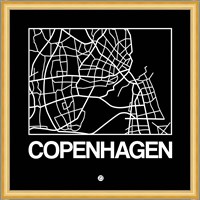 Black Map of Copenhagen Fine Art Print