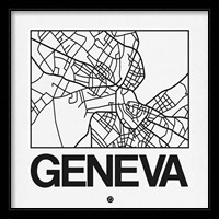 White Map of Geneva Fine Art Print