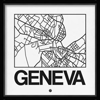 White Map of Geneva Fine Art Print
